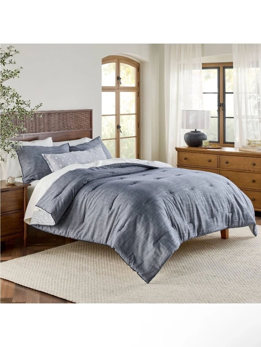 NWT 3pc King Reversible Comforter Set Blue - Hearth & Hand with Magnolia